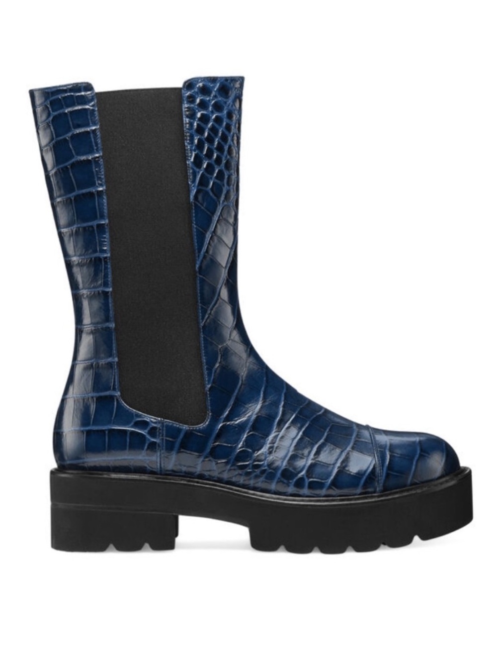 Stuart Weiztman Presley Ultralift Lug Sole Platform Bootie In Indigo New 8